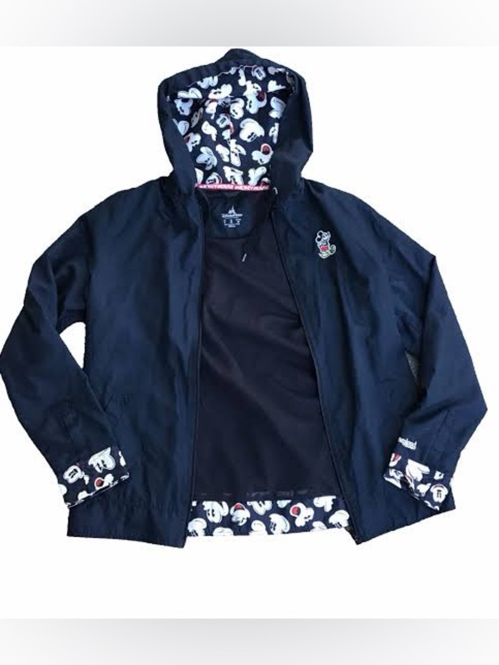 NEW DISNEY PARKS MICKEY MOUSE WINDBREAKER RAIN HOODED JACKET SIZE SMALL